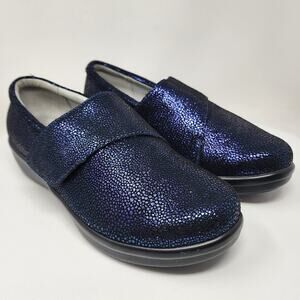 Alegria Lauryn Comfort Loafer Women EU38/US8-8.5 Wide Metallic Blue Leather